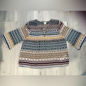 Ariat Geometric Stripe Tunic in Teal, Brown & Cream